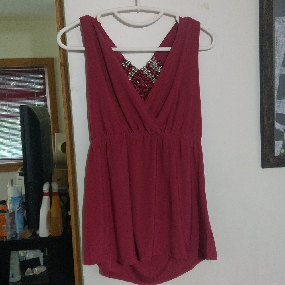 Magenta Tank Top w/ Open Back and accent straps